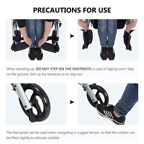 Health Line Massage Products 2 in 1 RollatorTransport Chair w/Paded