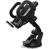 Lutoo Universal Adjustable Car Bracket - Vehicle Mount For Navigation, GPS and Smartphones - Cell Phone Holder With Suction Cup Design Of Base, Black