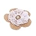 DECORA 12 Pieces Handmade Burlap Lace Rose Flowers with Pearl for Wedding Decoration and Craft Making