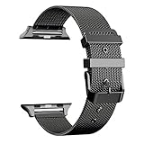 For Apple Watch Band 42mm, AGUARA Milanese Loop Stainless Steel Replacement iWatch Band Classic Buckle for Apple Watch Series 2, Series 1, Sport, Edition - 42mm Black (Wireless Phone Accessory)