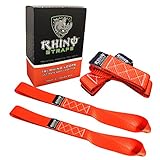 RHINO USA Soft Loop Motorcycle Tie Down Straps - Guaranteed 10,427lb Max Break Strength, Heavy Duty Tiedown Loops for Secure and Confident Trailering of Motorcycles, Dirtbikes, ATV, UTV (Red 4-Pack) ()