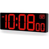 Soobest LED Digital Wall Clock with Seconds | Large Digital Clock Bold Numbers for Seniors, Plug Electric Clock Dimmable Large Display, Auto DST, Gym, 10 Inches