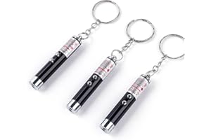 WNZQK 3 Pcs Mini Cat Toys Laser Pointer Pen Keychain Flashlight Interactive Cats Toys for Indoor Funny Dog Stick Pet Lamp White Light LED Infrared Button Electronics Included (3 PCS Pack, Black)