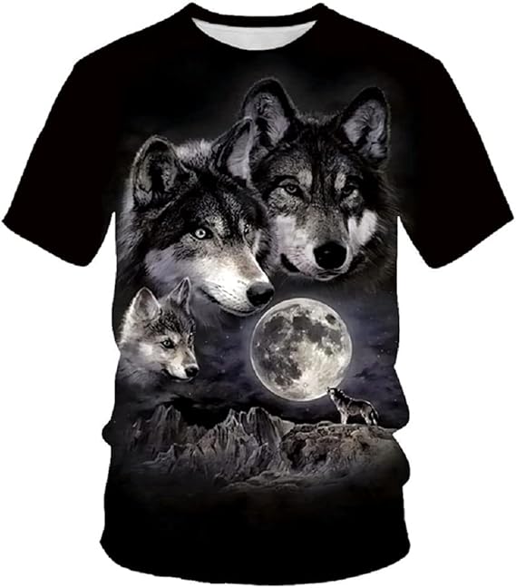 Amazon キツネとオオカミのパターンのtシャツ男性3dプリントファッションの男性と女性のtシャツ Tシャツ カットソー 通販