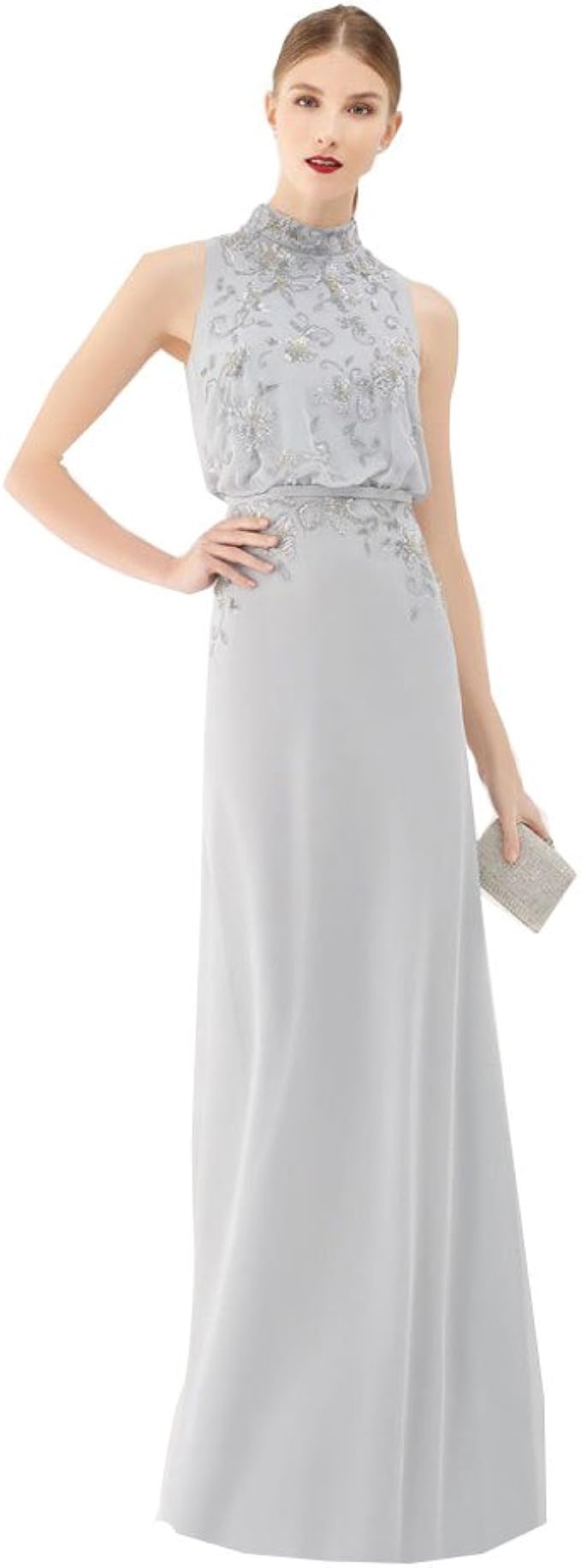 kelaixiang Grey Chiffon Halter Neckline Mother of The