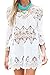 GDKEY Women's Beach Wear Bikini Cover Up Crochet Tunic Dress(M,White)