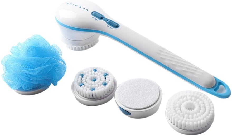 5pcs Long Handle Electronic Body Brush Spin Spa Body Wash Brush Message
