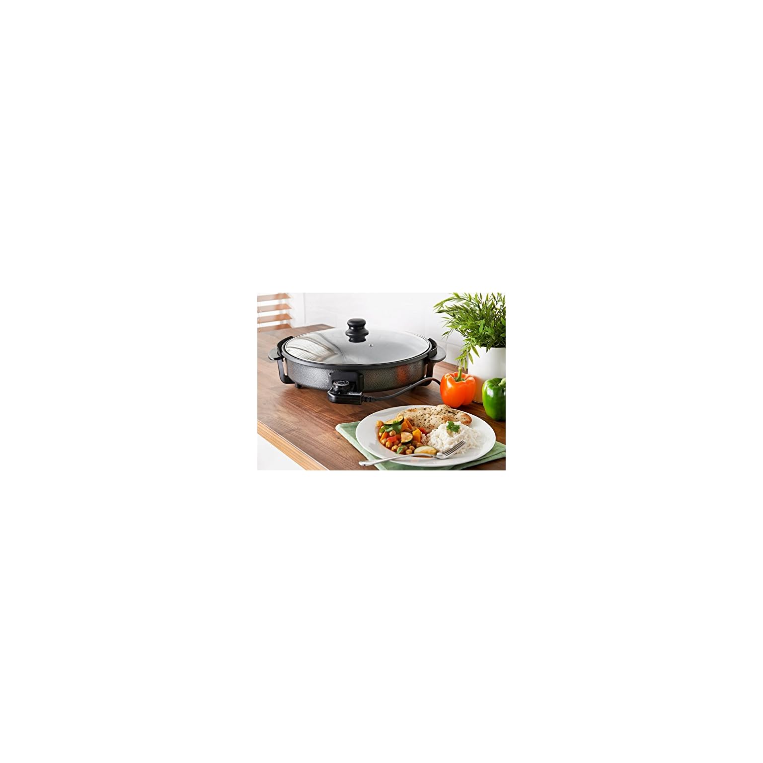 Quest 35500 40cm MultiFunction Electric Cooker Pan with Lid/Adjustable