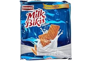 Britannia Milk Bikis Biscuits 19.04oz (540g) - Kids Favorite Breakfast & Tea Time Snacks (Pack of 1)