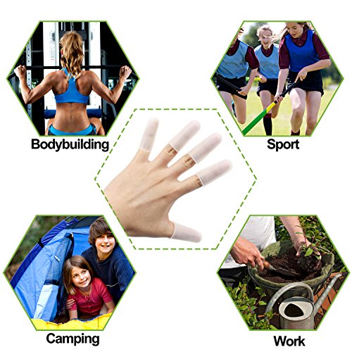 Quable 10 Pieces Silicone Gel Finger Protector, Finger Sleeves Great For Glue/Craft/Sewist/Wax/Rosin/Resin/Honey/Adhesives/Finger Cracking/Sport games (White) - Thumbnail 3
