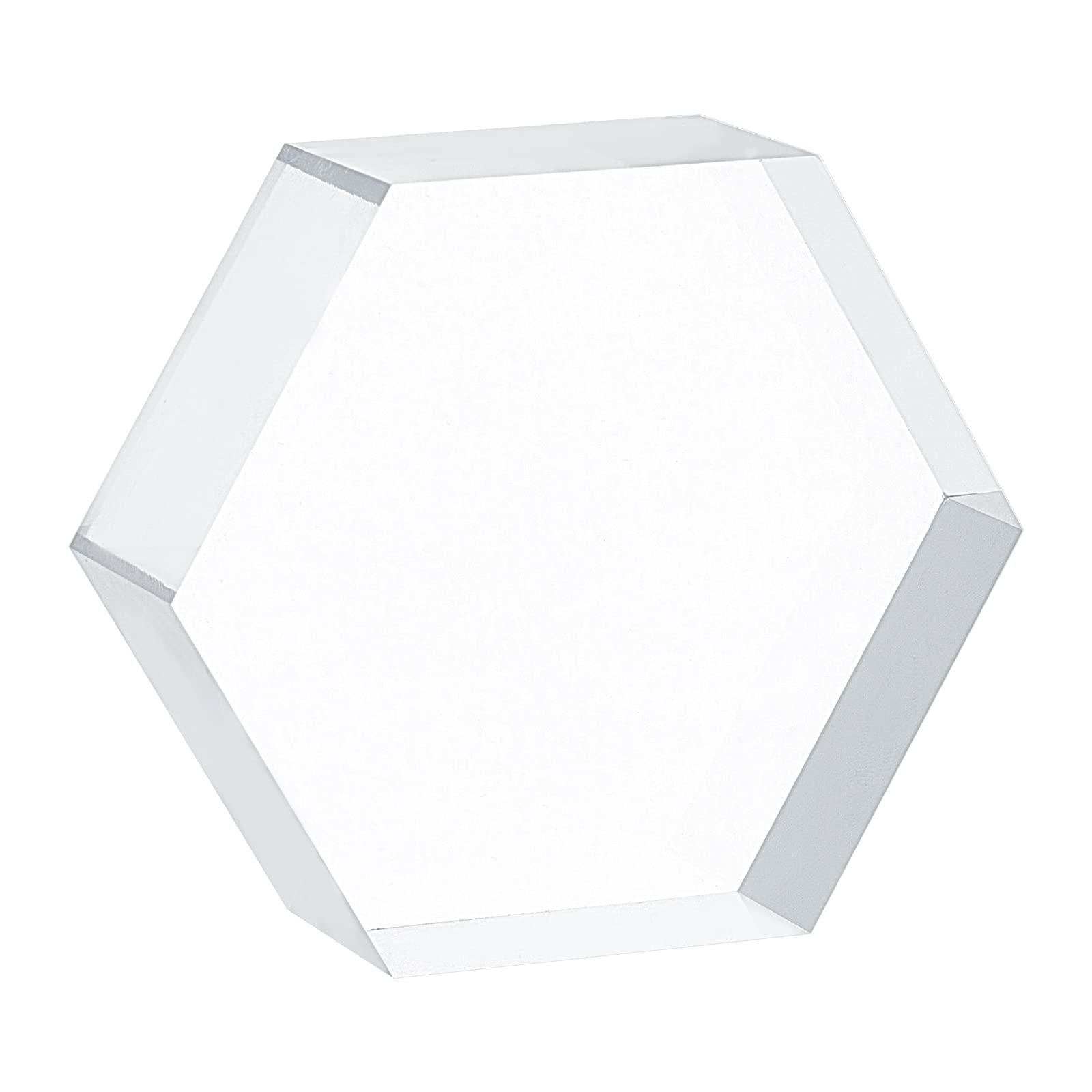 FINGERINSPIRE Clear Polished Acrylic Display Block, 7.7x6.7x2.5cm Hexagon High Transparent Display Bases Polygon Display Pedestals for Photography Props Home Collectibles Miniatures Model Decoration