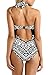 FARYSAYS Women Plus Size Monochrome Tribal Print High Neck One Piece Maillot Swimsuit XXL