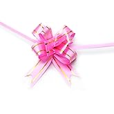 20 Pieces Pull Bow Decorative Assorted Colors BEADY Gift Wrap Ribbon Pull Bows for Christmas Wedding Party Birthday Car Holiday Presents Bags Baskets Bottles Decorations, Diameter 4.3inch, Pink