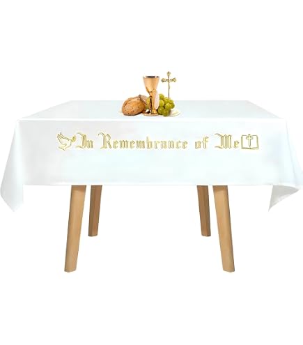 VitalCozy in Remembrance of Me Communion Cloth White, Gold Embroidery