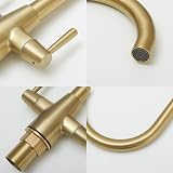 Heable Kitchen Mixer Tap Dual Lever Brushed Gold with UK Fittings view 5