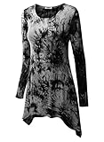 DJT Women's All Over Tie Dye Long Sleeve Asymmetrical Hem Tunic Top