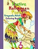 Festive Halloween Posters Grayscale Adult Coloring Book by