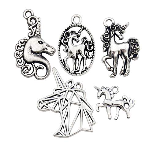 Youdiyla 50 Unicorn Charms, Horse Metal Charm Pendant Supplies Findings for Necklace Bracelet Jewelry Making HM314