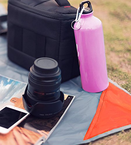 Compact Waterproof Pocket Beach Blanket by Boxiki Travel. Portable Lightweight Folding Tarp with Red Travel Case. Outdoor Picnic Camping Blanket with Easy Attachment Clip