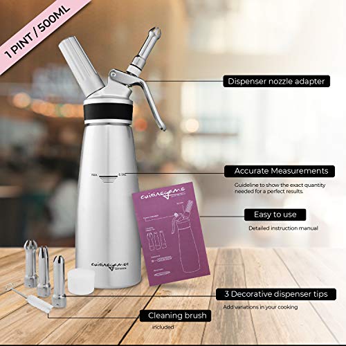 Professional Canister Whipped Cream Dispenser ZeroLeak, Easyto Use