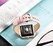 bayite Leather Bands with Frame for Fitbit Blaze Genuine Leather Straps Replacement for Fitbit Blaze Smart Fitness Watch Women Men Pink
