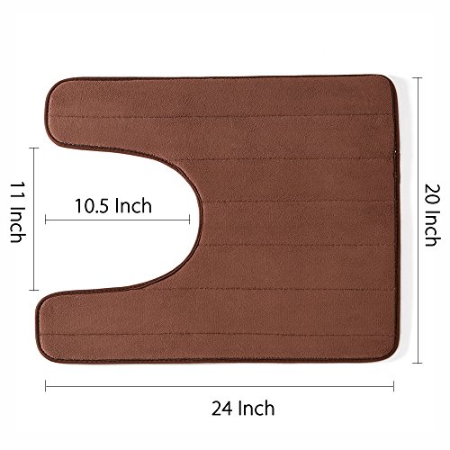 Bathroom Rugs, Bath Mat, Set of 2 Memory Foam Bath Mat and U-shape Toilet Floor Rug (Brown)