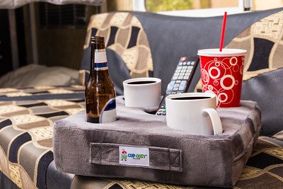 Cup Cozy Deluxe Pillow (Black)- As Seen on TV-The world's BEST cup holder! Keep your drinks close and prevent spills. Use it anywhere-Couch, floor, bed, man cave, car, RV, park, beach and more!