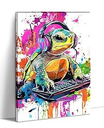 Large Sea turtle Canvas Art Wall Decor Framed Funny
