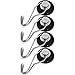 Mavoro Strong Magnetic Hooks for Hanging. Up to 65 lbs. Set of 4 Black Magnet Hooks Heavy Duty Magnets, Neodymium 52 Rare Earth Magnets. Rotating Swivel Style Magnet Hook for Refrigerator, Locker etc