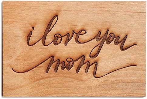 I Love You Mom Cursive Wood Mother's Day Card [Personalized Gifts for Mom, Custom Message, Birthday, Just Because]
