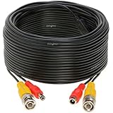 100FT Black Premade BNC Video Power Cable / Wire For Security Camera, CCTV, DVR, Surveillance System, Plug &amp; Play (Black, 100)