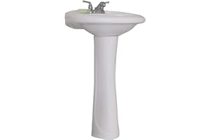 Fine Fixtures Prestige White Pedestal Sink Vitreous China Ceramic Material 22 X 18