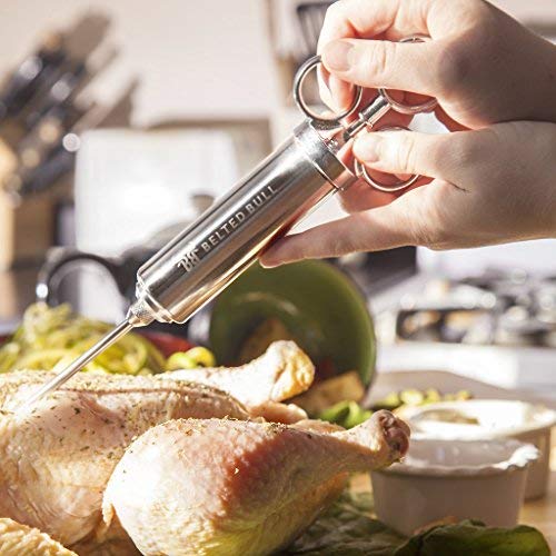 Belted Bull Stainless Steel Barbecue Meat Injector Syringe Injector