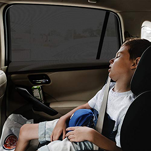 Kuyang Car Window Shade, 2 Pack (Size L) Car Sun Shade for Car Window, Universal Breathable Mesh for Back Seat Windshield, Good for Kids, Passengers, Fit Most of Vehicles.