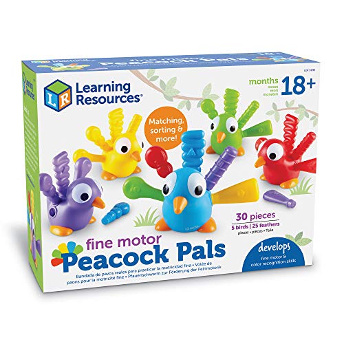 Learning Resources Fine Motor Peacock Pals - 5 Pieces, Ages 18+ months Toddler Learning Toys, Fine Motor and Sensory Toys