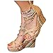 getmorebeauty Women's Wedge Sandals With Pearls Across The Top Platform Sandals High Heels