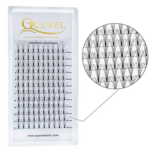 Russian Volume Premade Fans Eyelashes Extension 7D Thickness 0.07mm Curl C/D Length 8-15mm by Quewel(7D-0.07-D-13mm)