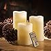 Frux Home and Yard 3 Piece Flickering Flameless LED Wax Pillar Candles Set with Remote Control and Bonus Ball Candle