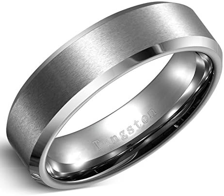 Freeman Jewels 8mm Tungsten Ring for Men Matte Finish Polished Edge Mens Wedding Band(8)
