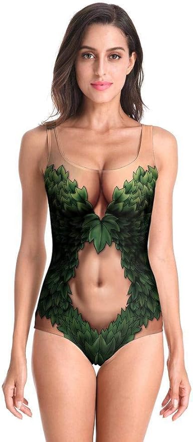green leaf print swimsuit