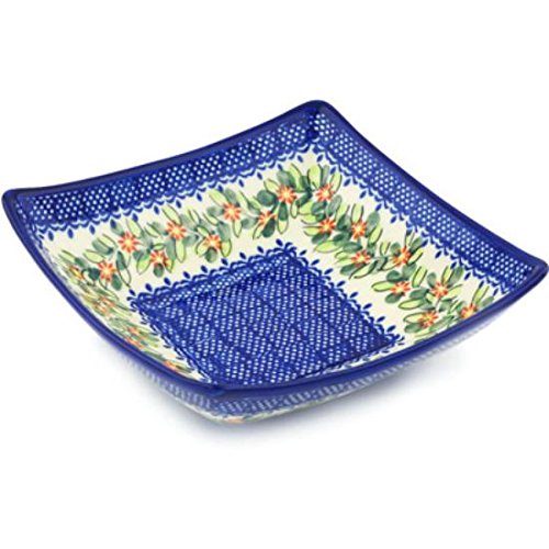 Click Here to See More Images Ceramika Bona H0557H Polish Pottery Ceramic Square Bowl Hand Painted, 8-Inch