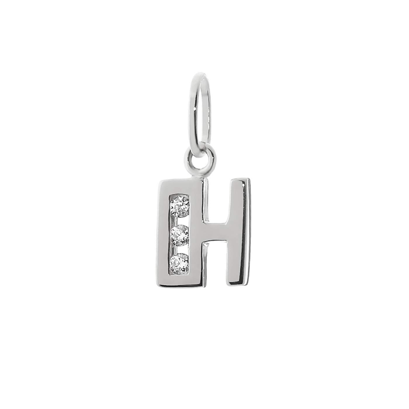NKlaus letter H small pendant 925 sterling silver 8mm alphabet zirconia 9180
