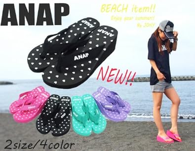 Amazon アナップ Anap ロゴ厚底ビーチサンダル ビーサン M Purple Amazon アナップ Anap ロゴ厚底ビーチサンダル ビーサン M Purple