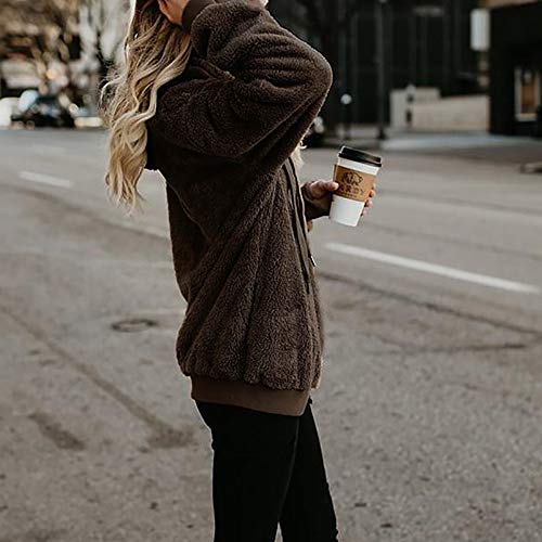 Liraly Pullovers For Women Plus Size Ladies Warm Fluffy Winter Top Hoodie Sweatshirt Hooded Pullover Jumper(Brown A,US-12 /CN-L2)
