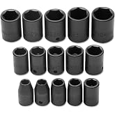 1/2" Drive 15 Piece Metric Impact Socket Set - 6 Point, Large