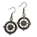 Steampunk Nautical Pirate compass earrings pendant charm dangle in Antique style