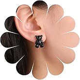 Andelaisi Boho Blue Resin Bear Earrings Vintage Gummy Bear Earrings Blue Cartoon Bear Stud Earrings Personalized Teddy Bear Statement Earrings Jewelry for Women