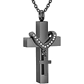 InfuMemo Cremation Jewelry for Ashes Pendant - Cross Urn Necklace with Mini Keepsake Urn Memorial Ashes Jewelry - With Me Always