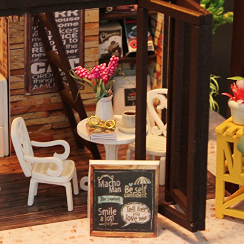 Flever Dollhouse Miniature DIY House Kit Creative Room with Furniture for Romantic Valentine's Gift(Time of Coffee) - Image 5