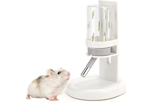 Marchul Hamster Water Bottle for Glass Tank, No Drip Guinea Pig Water Bottle with Stand/Holder Adjustable, Leak-Proof Small Animal Water Bottles for Hamsters (4oz, White)